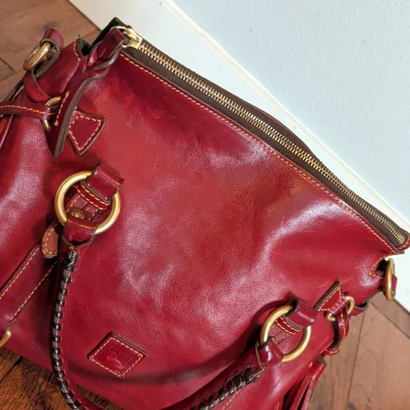Dooney & Bourke Florentine Red Leather Satchel Handbag